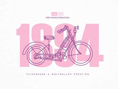 1894 Hildebrand & Wolfmuller bikes flat icon illustration infographic lineart motorcycle pictogram ui vector