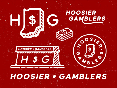 Hoosier Gamblers - Logo Suite badge design designer gambling hoosier illustration indiana indianauniversity logo logodesign logos minimalism minimalist minimalistic typeface