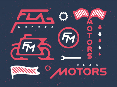Flag Motors - Flash Sheet branding design designer flag illustration logo logodesign logos minimalism minimalist minimalistic motorbike motorbikes motorsport typeface vector