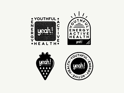 yeah! VITAMINS - Stickers blackandwhite cartoon design designer drawing health illustration logo logodesign logos minimalism minimalist minimalistic sticker supplement texture typeface vitamins
