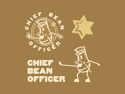 Chief Bean Officer bean branding design designer doodle drawing drawings illustration logo logodesign logos minimalism officer police police officer vector