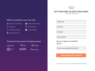 VWO - Free Trial form free trial login register sign up