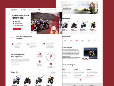 CREDR- A Website to Sell Secondhand Bikes banner bike used bike bike website branding buy bike buy used scooter graphic design landing page red color website red shades secondhand bike app sell bike sell bike banner sell used bike sell used sccoter ui design ux design web design web ui website design
