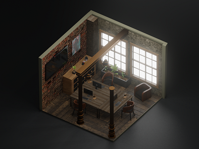 The office 3d 3d art 3d artist 3dwork artwork blender blender3d blender3dart composition design designs graphicdesign illustration isometric light lowpoly lowpolyart modeling office scene