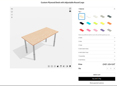 Parametric Desk 3D Configurator 3d configurator 3d model 3d modeling design illustration table ui webgl