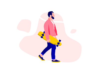 Man with Skateboard design flat illustration illustration ui ux