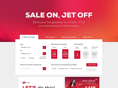 Virgin America Web UI Redesign color concept design flat interface red redesign ui ux virgin web