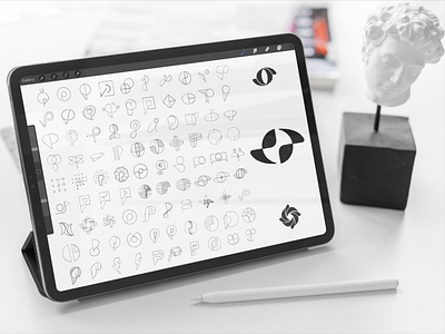 Logo Design Process on iPad in ProCreate branding icon identity ipad logo logo process logo sketch logos logotipo logotype marca mark minimal office process procreate sketch work лого логотип