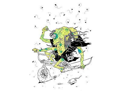 Pestilence apocalypse bmx illustration pestilence plague rats