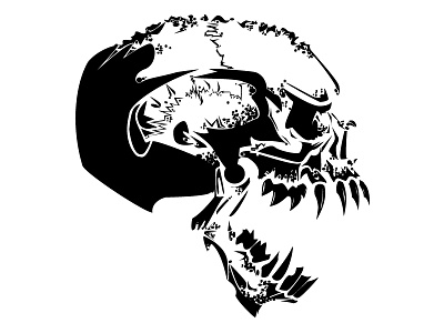 Jagged Skull badass black and white bones crossfit design gym skull t shirt workout