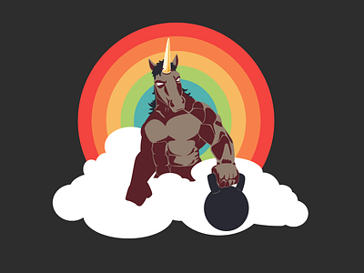 Unicorns 'n' Rainbows badass color pallete crossfit graphics gym horse illustration kettlebell muscle rainbow t shirt unicorn