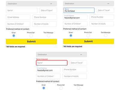 Group Travel Form + states