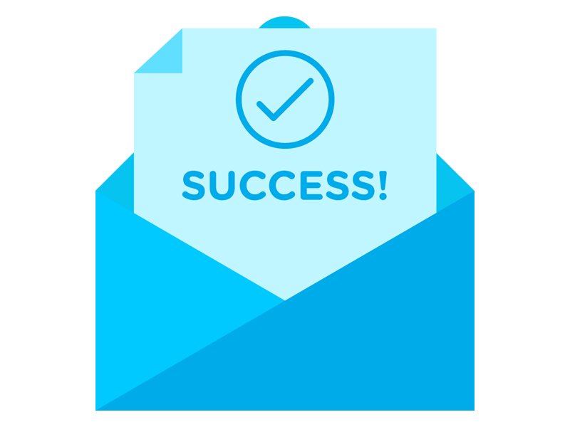 Success message graphic letter clean flat minimal submit checkmark message success envelope