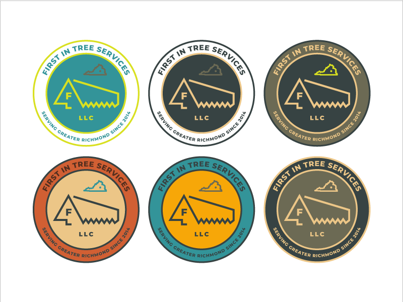 First In Badge color palette emblem seal service logo outdoors tree badge
