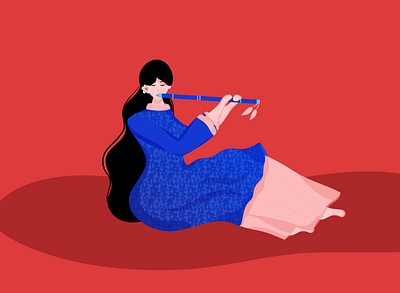 Tunes of Dreams character characterdesign characterillustration digitalart digitalillustration flute illustration illustrations illustrator indianartist indianillustration music patterndesign tunes vector vector illustration vectorart woman womanillustration