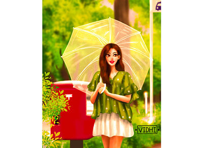 Rainy Days art artist artwork character characterdesign characterillustration digitalart digitalillustration digitalpainting graphicdesign illustration monsoon painting photoshop photoshopart procreate procreatebrushes rain umbrella woman