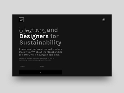 Rebound:: Daily UI 001 // FDM Box - Sign up page adobexd black white branding challenge clean dailies daily 100 daily ui daily ui 001 dailyui firstshot rebound sustainability sustainable typography ui ui 100day ux web website