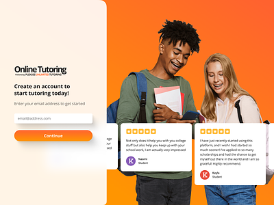 Signup form for online tutoring service branding educational graphic design plexuss ui web
