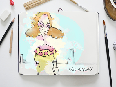 Girl In The City - Miss Drepants digital art digital color drawing illustration sketch