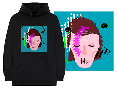 Retinal migraine Bowie hoodie abstract bowie davidbowie eyesore flat flat illustration headache health migraine shapes