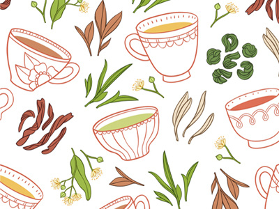 Tea Pattern background cups illustration pattern tea