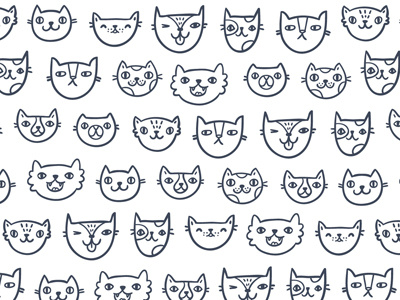 Crazy cats background cat doodle pattern