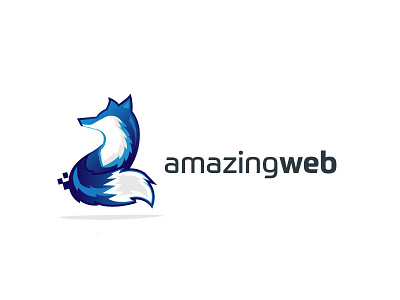 Amazingwebfox blue fox logo tech web