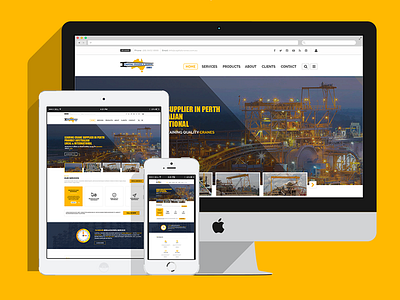 Create a new website design for our cranes company clean crane manufracture web yellow
