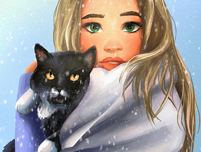 Winter is here! 2d 2d art 2d illustration cartoon cartoon illustration cat girl art illustration realistic winter