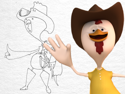 Character Concept of Sheriff Hitchcock character concept rooster sketch