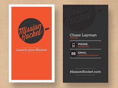 Mission Rocket Business Card business card orange