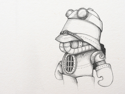 RIVALS- Cog with Pith Helmet cog drawing gear gears illustration pipe pith rivals sketch steam steampunk