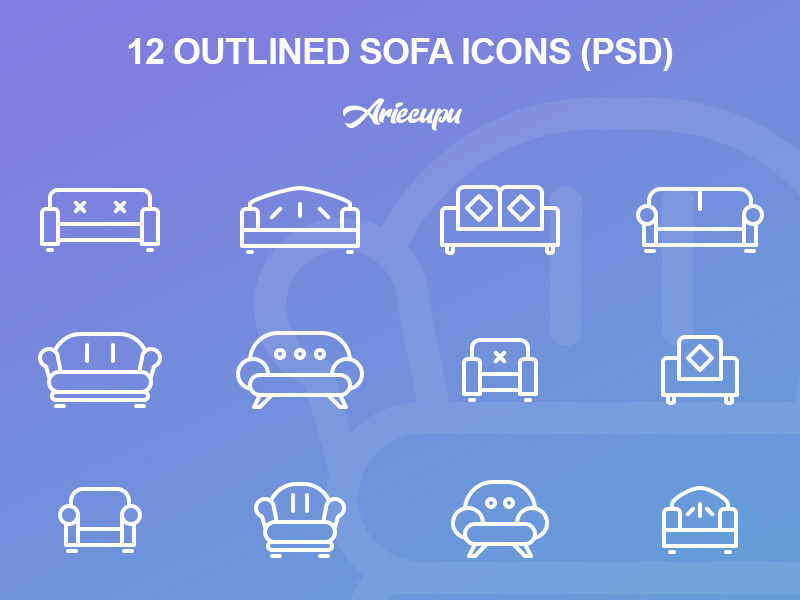Outlined Sofa Icons iconset set icons freebies outline sofa icon
