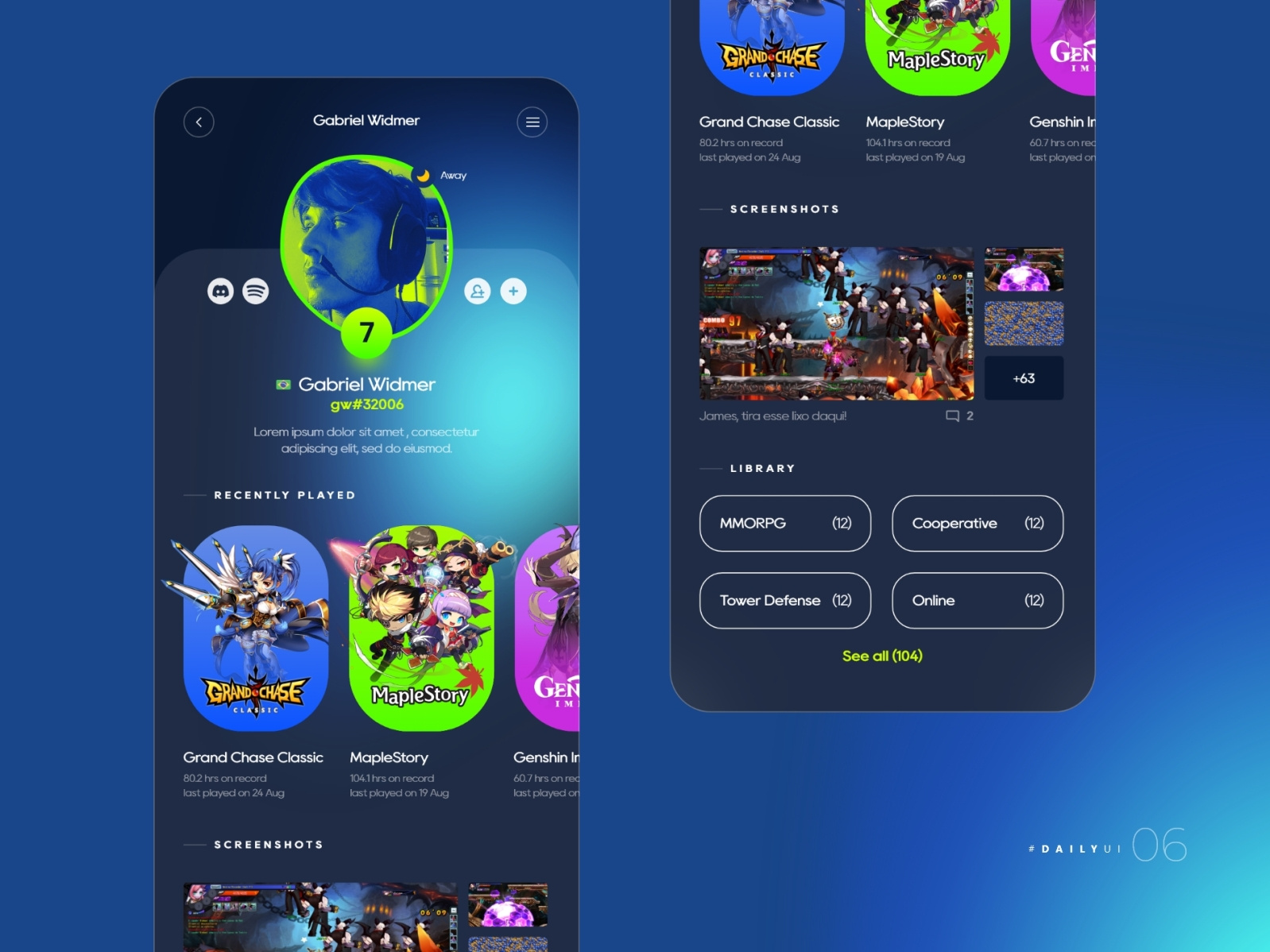 User profile - Daily UI #006 by Gabriel Widmer on Dribbble