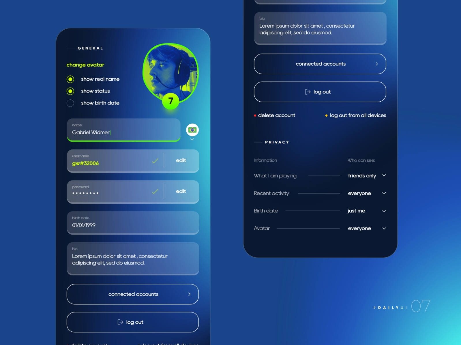 Settings - Daily UI #007 by Gabriel Widmer on Dribbble