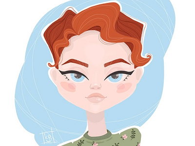 Redhead art design flat girl human illustration illustrator portal portfolio portrait art portrait illustration raster redhair redhead retro