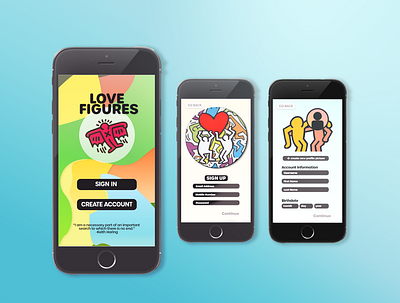 Love Figures - A Dating App for Art Junkies adobe xd app branding design digital flat