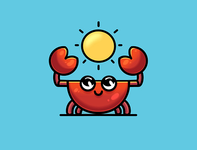 Crab app cartoon character characterdesign comic art crab crabs cute animal cute illustration design icon lobster logo shining sun ui vector