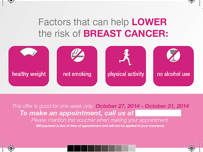 Breast Cancer Handout card coupon flier graphic design handout october pink print promo