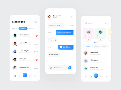 Messaging App Design app design chat chat app clean cool design designer message messaging app messenger mobile app mobile ui modern popular shot trendy design uidesign uiux userinterface uxdesign white