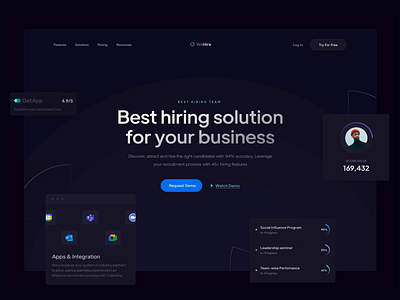 Landing page exploration for hiring solutions company! 😍 clean design header animation header exploration hiring team hiring website landing page design motion graphics popular ui uiux userinterface web animation web ui webdesign