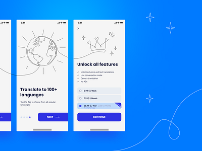 Translator App - Paywall app branding design graphic design ill illustration paywall premium subscription ui ux vector