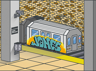 Subway Station 🚃® flat graffiti illustration subway train