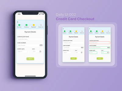 Credit card Checkout - Daily UI 002 adobe photoshop adobe xd app branding card checkout creditcard dailyui dailyui002 dailyuichallenge iphone mobile pay soft ui ux ux design uxui