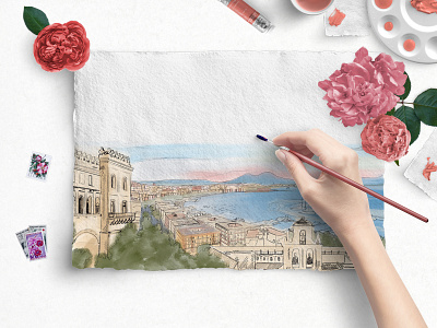 Italian wedding venue illustration