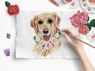 Dog watercolor portrait dog portrait illustration illustration art pet portrait puppy portrait wedding invitation wedding stationery