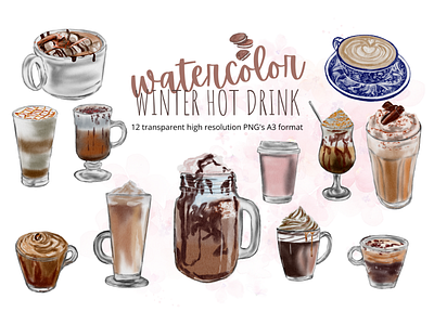 Watercolor winter hot drink