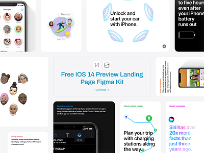 Free IOS 14 Preview Landing Page apple figma kit free kit ios landing page kit landingpage memoji