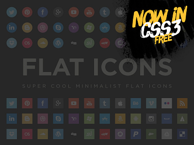 Flat Social Icons in Css4free css eps flat flat icons free icons minimal social social icons social media