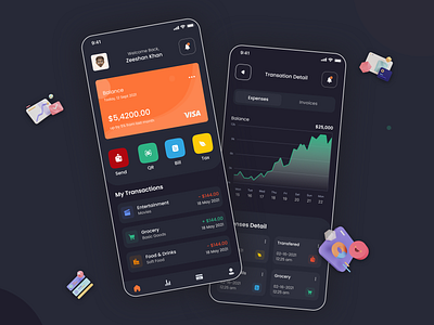 Finance App Desing(Dark Theme) animation app app design app ui app ui ux application design atm app banking app bitcoin app brabd branding dark ui design finance app finance app desing(dark theme) payment app popular ui uidesign uiux design